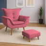 Poltrona de Descanso Alana com Puff Suede Rosa - 1