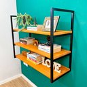 Ver imagem 2 de Prateleira Decorativa de Parede de Ferro e Madeira Industrial Style Ample Carvalho e Preto
