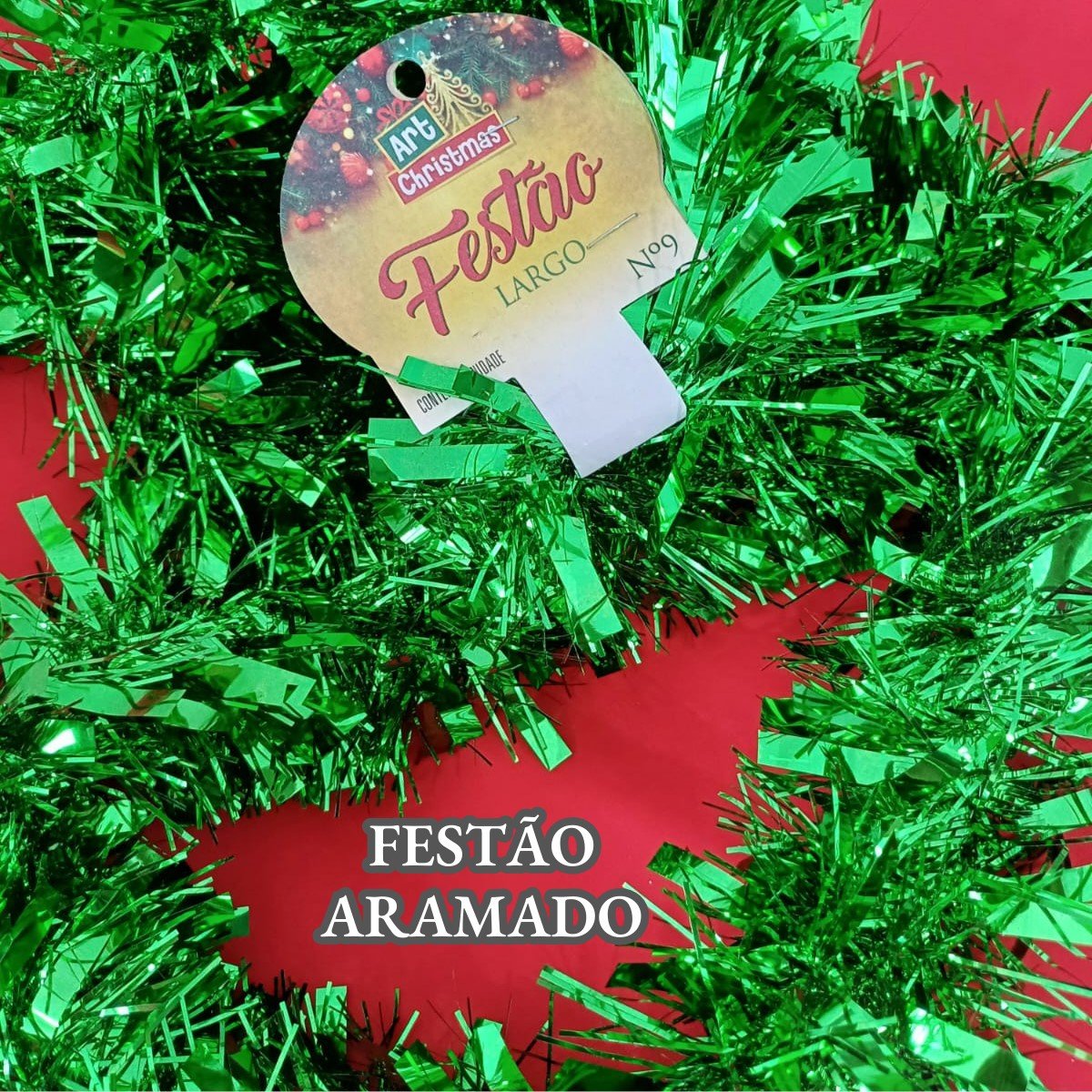 Kit 3 Festão Aramado Natalino Metalizado para Decoração 9cm - 5