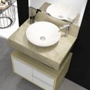 Ver imagem 4 de Bancada em Porcelanato para Banheiro 60cm Pró para Cuba de Apoio Bege/Travertino Yescasa