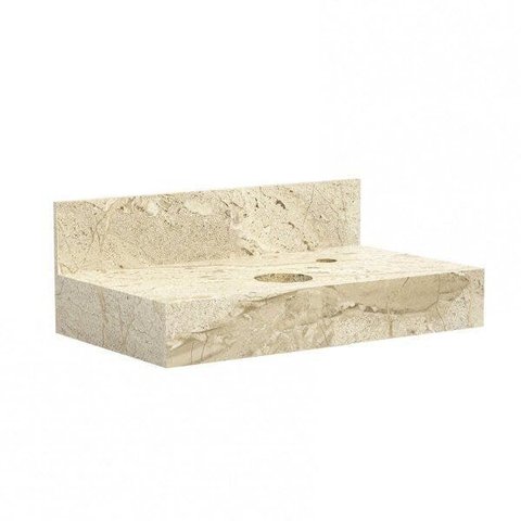Bancada em Porcelanato para Banheiro 60cm Pró para Cuba de Apoio Bege/Travertino
