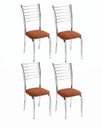 Ver imagem 1 de Kit 4 Cadeiras Lara Cromada para Cozinha em Aço Super Resistente-Assento Boucle Terracota-Gat Magazi