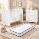 Ver imagem 1 de Kit Quarto de Bebê Doce Sonho com Berço para Mosquiteiro Cômoda 4 Gavetas e Colchão D18 130x60 Movel