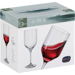 BOHEMIA UMA TAÇA VINHO 23x9x9cm 400ml CRISTAL TRANSP 6PÇ - 2