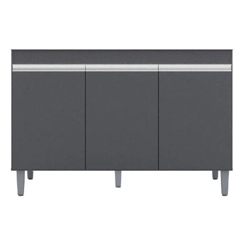 Balcão Gabinete para Cozinha Manu sem Tampo 120cm 3 Portas - Cinza