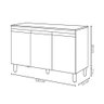Balcão Gabinete para Cozinha Manu 120cm 3 Portas Cor:cinza - 2