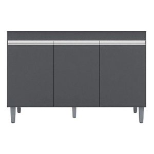 Balcão Gabinete para Cozinha Manu 120cm 3 Portas Cor:cinza