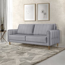 Sofá Living Biagio 1,70m Linho Pés Madeira Espuma D-28:cinza - 1