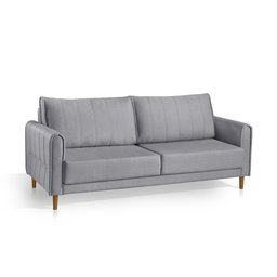 Sofá Living Biagio 1,70m Linho Pés Madeira Espuma D-28:cinza - 2