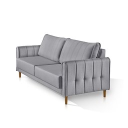 Sofá Living Biagio 1,70m Linho Pés Madeira Espuma D-28:cinza - 3