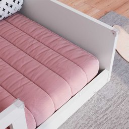 Cama Montessoriana Infantil Solteiro com Grade de Proteção 84 X 195 Cm com Colchão Branco Suki - 7