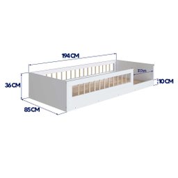 Cama Montessoriana Infantil Solteiro com Grade de Proteção 84 X 195 Cm com Colchão Branco Suki - 6