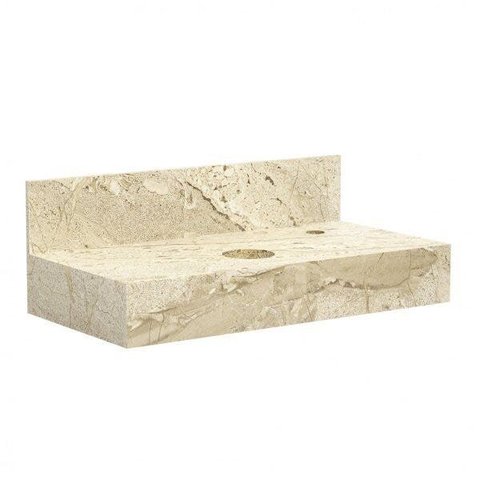 Bancada em Porcelanato para Banheiro 80cm Pró para Cuba de Apoio Bege/Travertino