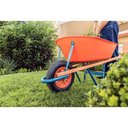 Ver imagem 4 de Carrinho Mão com Caçamba Funda Plástica Laranja 55 L Braço Madeira Pneu com Câma