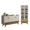 Conjunto Buffet e Cristaleira com Ripas Dock Freijo Off White - 1