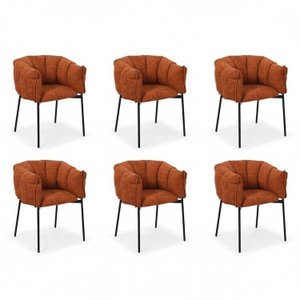 Kit 6 Cadeiras para Sala de Jantar Estofadas com Base de Aço Joy
