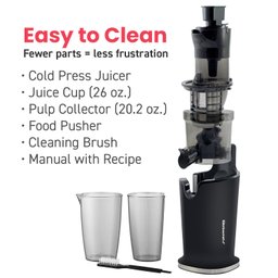 Elite Gourmet Juicer Cold Press com Chute de 3" para Frutas Inteiras (preto) - 5