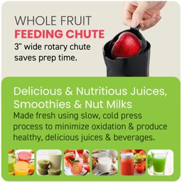 Elite Gourmet Juicer Cold Press com Chute de 3" para Frutas Inteiras (preto) - 3