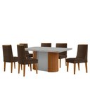 Ver imagem 2 de Mesa de Jantar Aspen 180cm Tampo Mdf e Vidro 6 Cadeiras Lisboa Veludo Marrom/nat/off/serig. Off