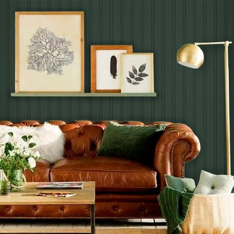 Papel de Parede Madeira Ripada MDF Intense - Várias Cores - Verde Colonial