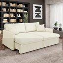 Ver imagem 1 de Sofá Reclinável e Retrátil Gandalf Bipartido 254cm Caixa Zero com Almofadas Bouclê Off White G33 - G