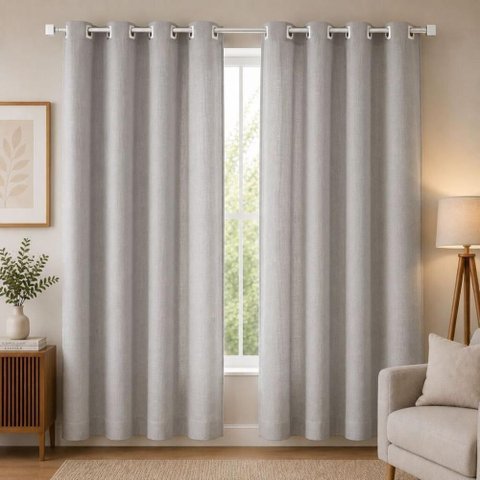 Cortina Voil Cambraia de Linho Sintético com Forro 2,00x2,30 Cinza Doural