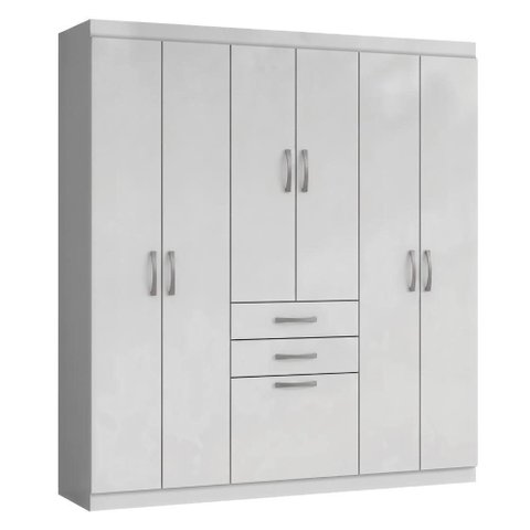 Guarda Roupas Solteiro 7 Portas 2 Gavetas Branco Maya