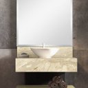 Ver imagem 1 de Bancada em Porcelanato para Banheiro 60cm Max para Cuba de Apoio Bege/Travertino Yescasa