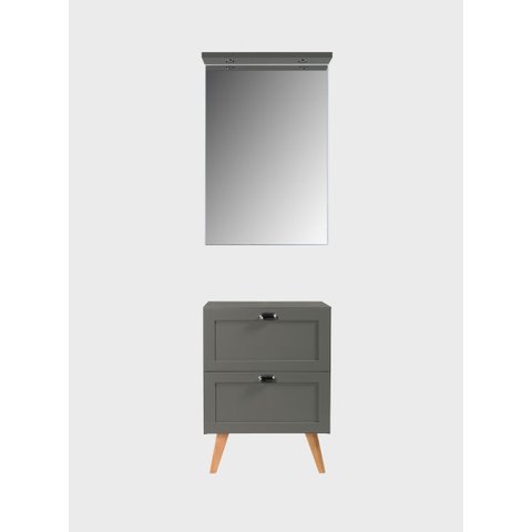 Gabinete para Banheiro com Tampo e Espelheira 60cm Retro Mdf Verde Milano - On Móveis