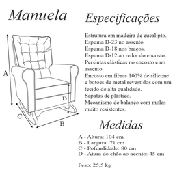 Poltrona de Amamentação Manuela com Puff Bebê Completo: Linho Areia Escuro - 6