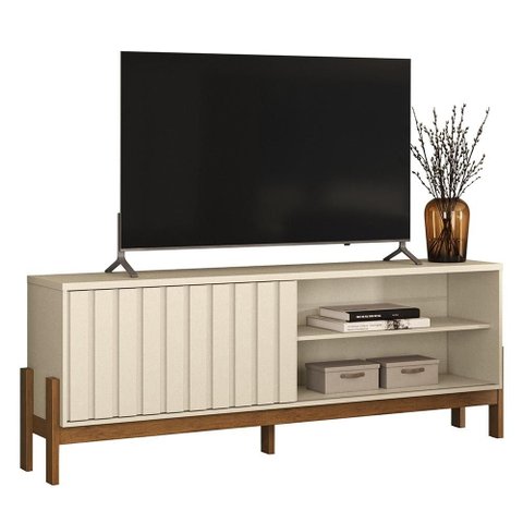 Rack TV 75 pol. 188cm 1 Porta Pérola Metalizado/Canela Z30- Mpozenato