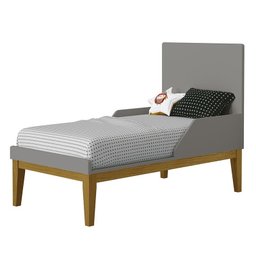 Jogo de Quarto Infantil Classic Cômoda 6 Gavetas e Berço Cinza Fosco com Pés Amadeirado - Reller Móv - 5