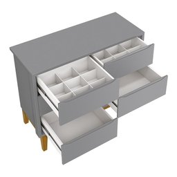 Jogo de Quarto Infantil Classic Cômoda 6 Gavetas e Berço Cinza Fosco com Pés Amadeirado - Reller Móv - 3