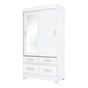 Ver imagem 3 de Guarda-roupa Solteiro Évora 2 Portas 4 Gavetas com Espelho Flex Branco/rosa - Pnr Móveis