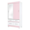 Ver imagem 7 de Guarda-roupa Solteiro Évora 2 Portas 4 Gavetas com Espelho Flex Branco/rosa - Pnr Móveis