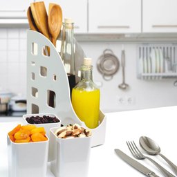 Kit Ambiente 4 em 1 Porta Objetos Organizador Multiuso Mesa Escritório Cinza Dello - 4