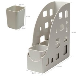 Kit Ambiente 4 em 1 Porta Objetos Organizador Multiuso Mesa Escritório Cinza Dello - 3