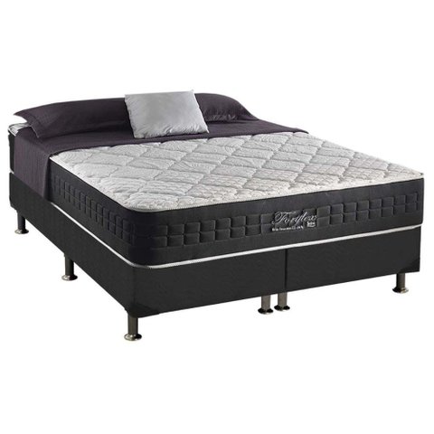 Cama Box Queen: Colchão Molas Anjos MasterPocket Ensacadas Fort Flex + Base CRC Suede Cinza(158x198