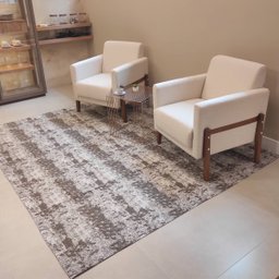 Tapete Cinza Mesclado Para Sala 200x250 Antiderrapante Algodão Grande Odessa Jacquard - 6