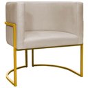 Ver imagem 1 de Poltrona Decorativa Recepção Luna Suede Cores Base de Ferro Dourada - Bege, Suede