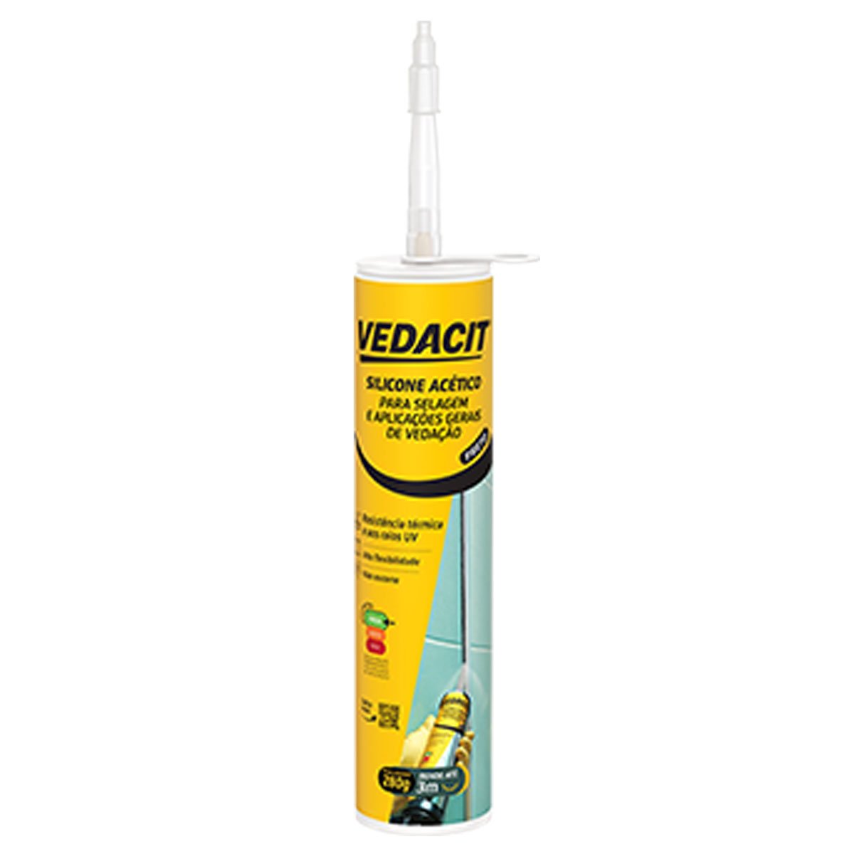 Silicone Acetico Vedacit Preto 280g Selante Otto - 1