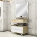 Ver imagem 5 de Bancada em Porcelanato para Banheiro 80cm Max para Cuba de Apoio Bege/Travertino Yescasa