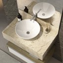 Ver imagem 4 de Bancada em Porcelanato para Banheiro 80cm Max para Cuba de Apoio Bege/Travertino Yescasa