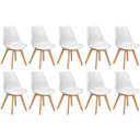 Ver imagem 1 de Conjunto 10 Cadeiras de Jantar Eames Wood Leda Design Estofada - Branco