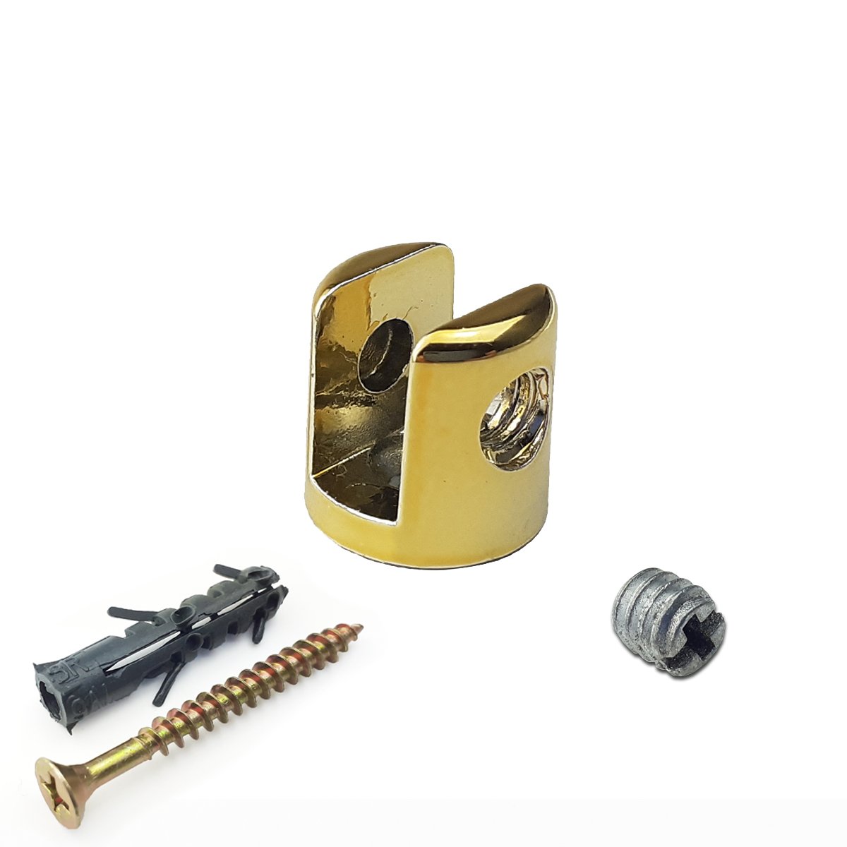 Kit 10 suporte fenda para vidro 6mm - Dourado - 1