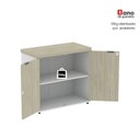 Ver mais imagens de Armário Baixo para Escritório PE40 com 2 Portas Pivotantes Cinza/Branco/Castanheira Marrom