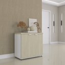 Ver imagem 1 de Armário Baixo para Escritório PE40 com 2 Portas Pivotantes Cinza/Branco/Castanheira Marrom