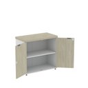 Ver imagem 4 de Armário Baixo para Escritório PE40 com 2 Portas Pivotantes Cinza/Branco/Castanheira Marrom