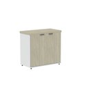 Ver imagem 3 de Armário Baixo para Escritório PE40 com 2 Portas Pivotantes Cinza/Branco/Castanheira Marrom
