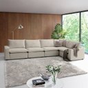 Ver imagem 1 de Sofá de Canto Modular Hug 8 Lugares 423x213cm em Linho CabeCasa MadeiraOriginals
